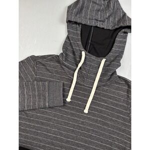 Marine Layer Double Knit Pullover Hoodie‎ Solid Black White Strip Men Size Small